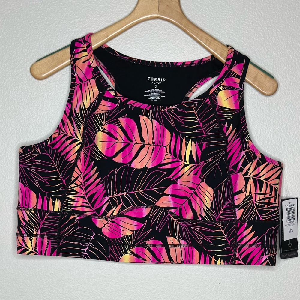 Torrid Low Impact Longline Bra Tropical Core Performance, Size 3, New with Tags